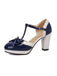 Chaussures Mary Jane à talons épais avec nœud bride en T