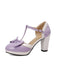 Chaussures Mary Jane à talons épais avec nœud bride en T
