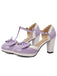 Chaussures Mary Jane à talons épais avec nœud bride en T