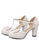 Chaussures Mary Jane à talons épais avec nœud bride en T