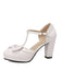 Chaussures Mary Jane à talons épais avec nœud bride en T