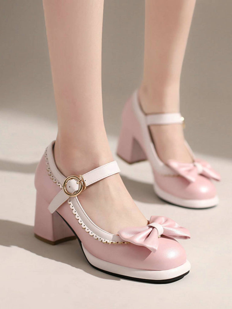 Chaussures à Talons épais Noeud papillon Mary Jane