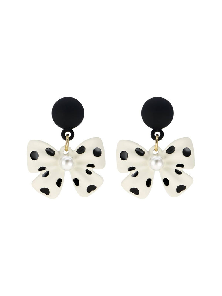 Boucles d'oreilles nœud papillon rétro à pois