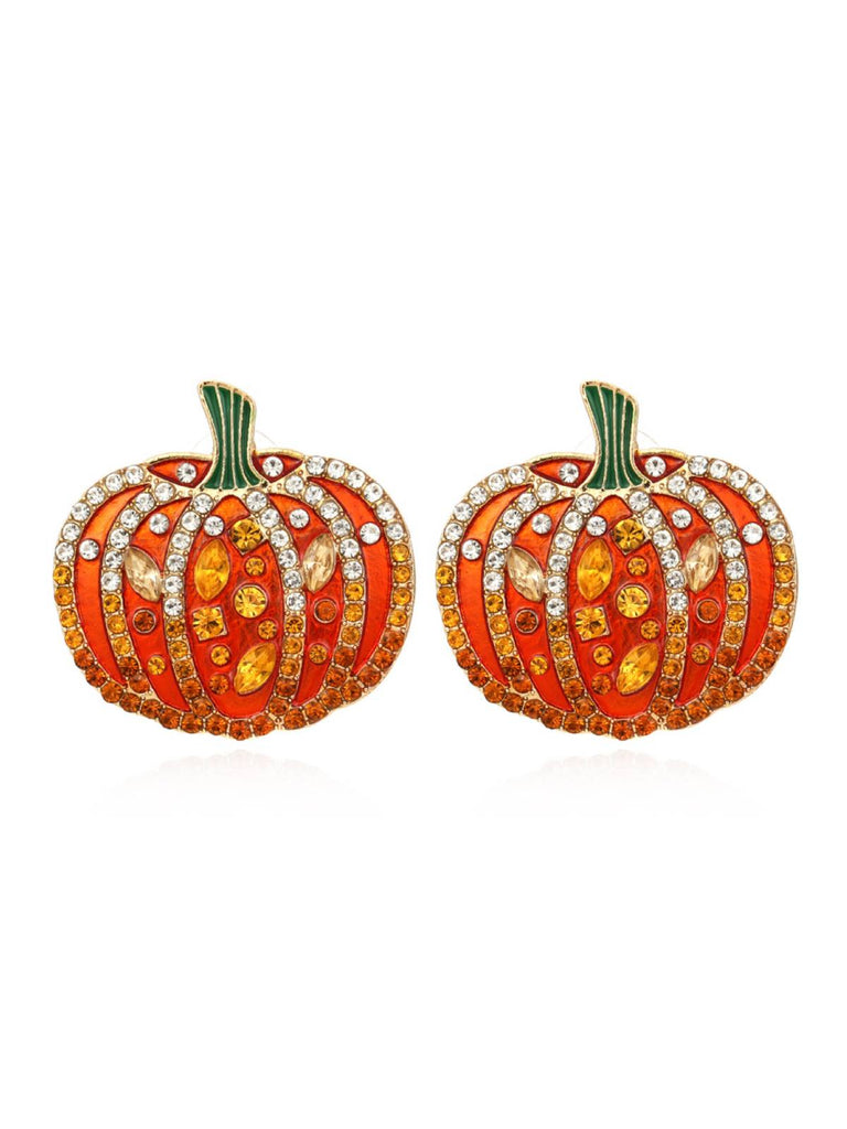 Boucles d'oreilles citrouille d'Halloween orange des années 1950