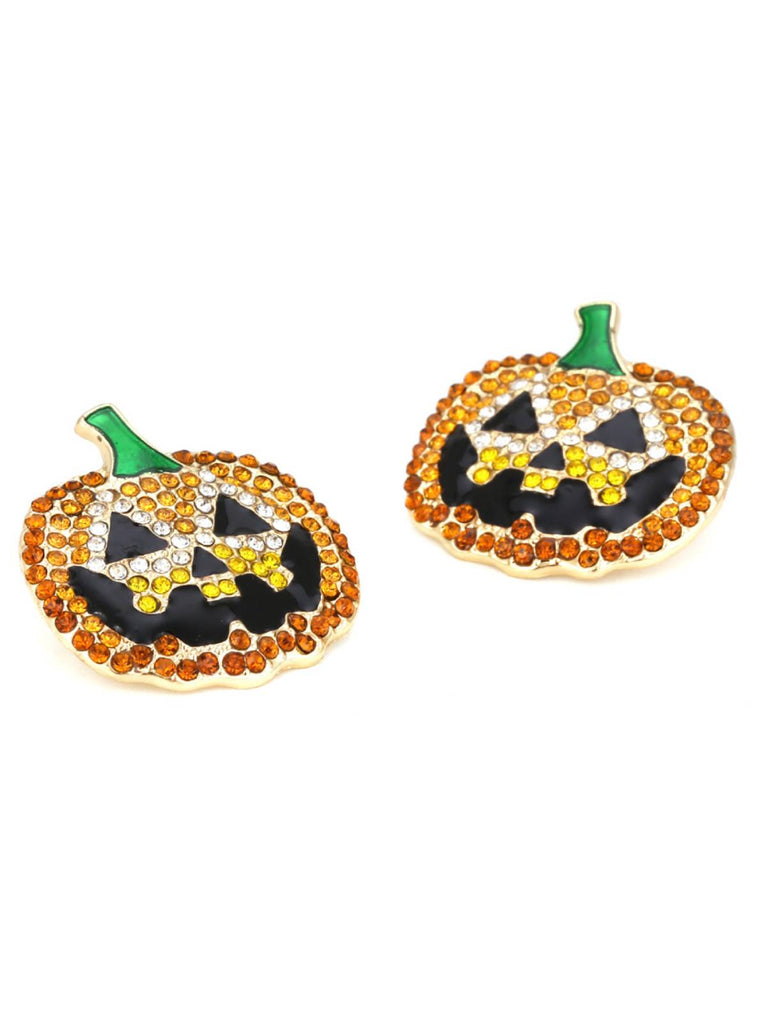 Boucles d'oreilles citrouille grimace d'Halloween des années 1950