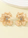 Boucles d'oreilles strass fleurs 3D dorées