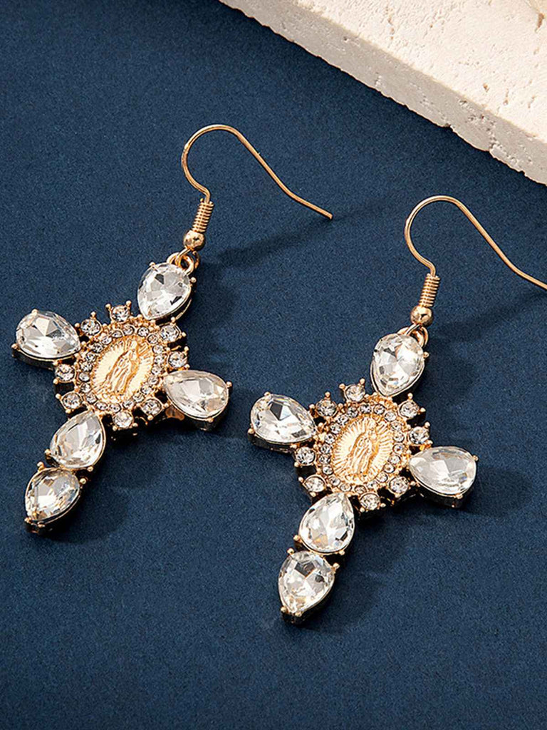 Boucles d'oreilles croix diamant vintage en or