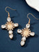 Boucles d'oreilles croix diamant vintage en or