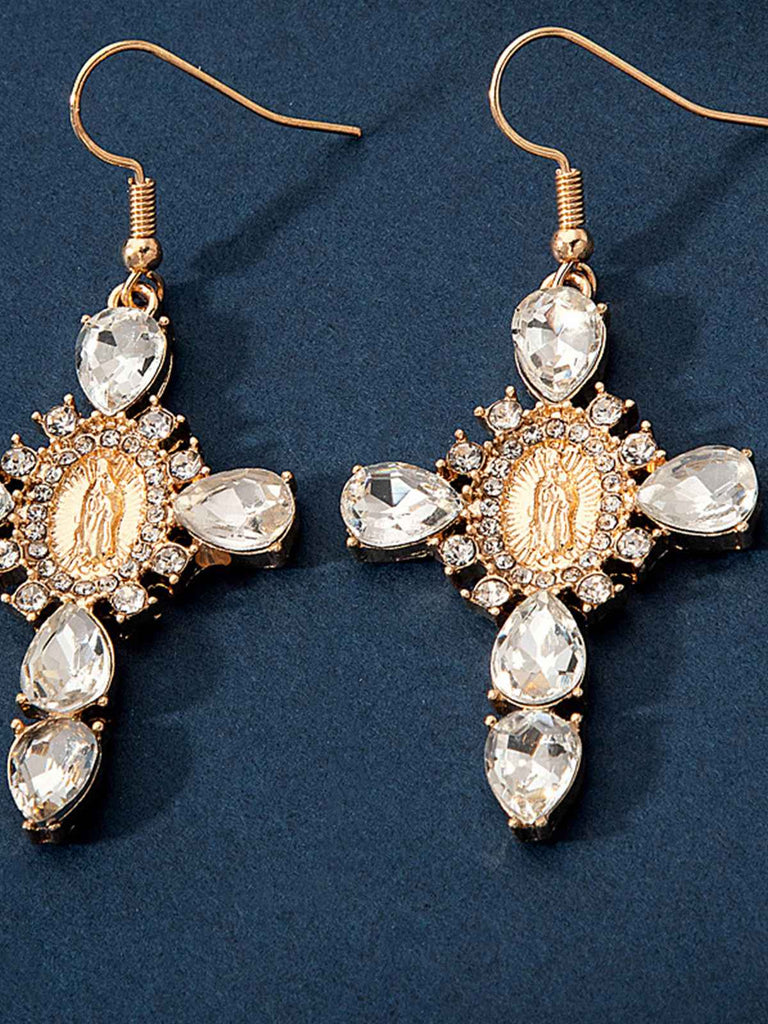 Boucles d'oreilles croix diamant vintage en or