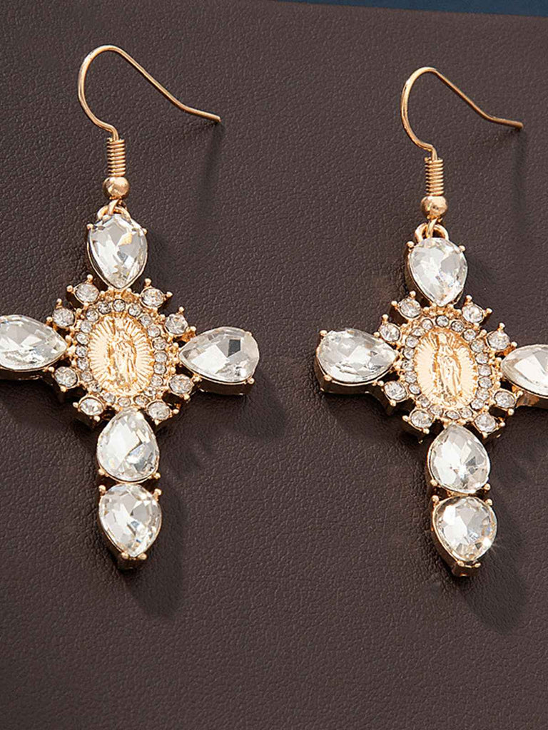 Boucles d'oreilles croix diamant vintage en or
