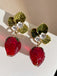 Boucles d'oreilles pendantes rétro en forme de fraise et strass