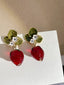 Boucles d'oreilles pendantes rétro en forme de fraise et strass