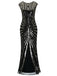 Robe Charleston Vintage Année 20 Gatsby Maxi à Paillettes Déco Nœud Papillon
