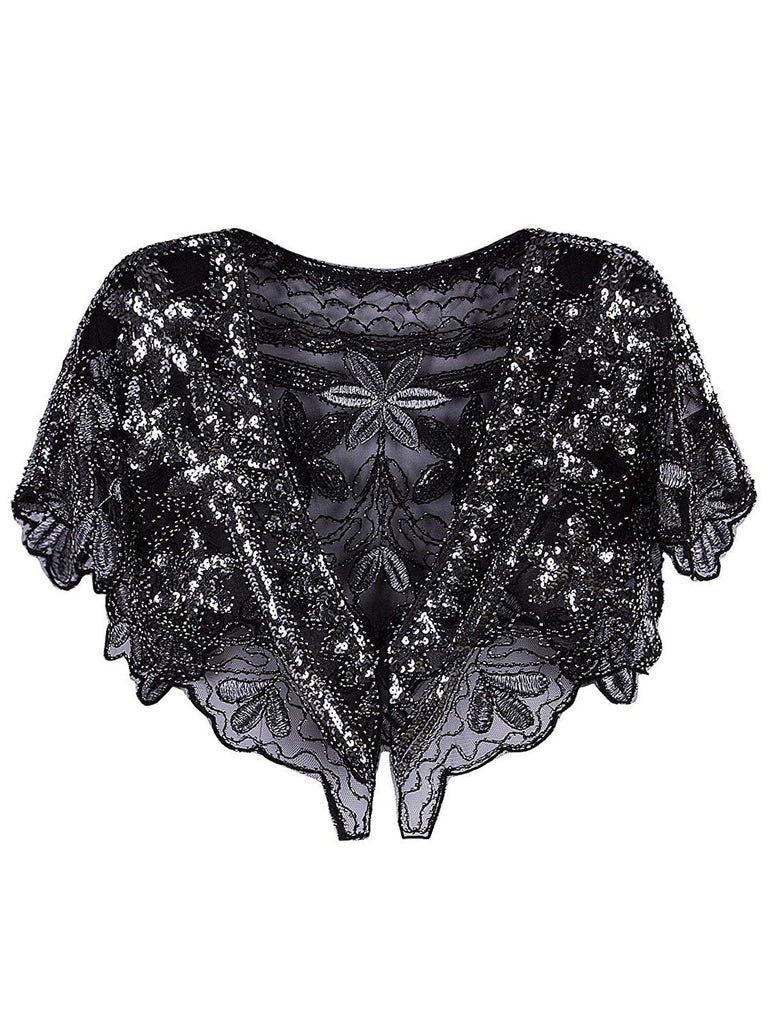 1920s Châle Flapper à Paillettes Cape