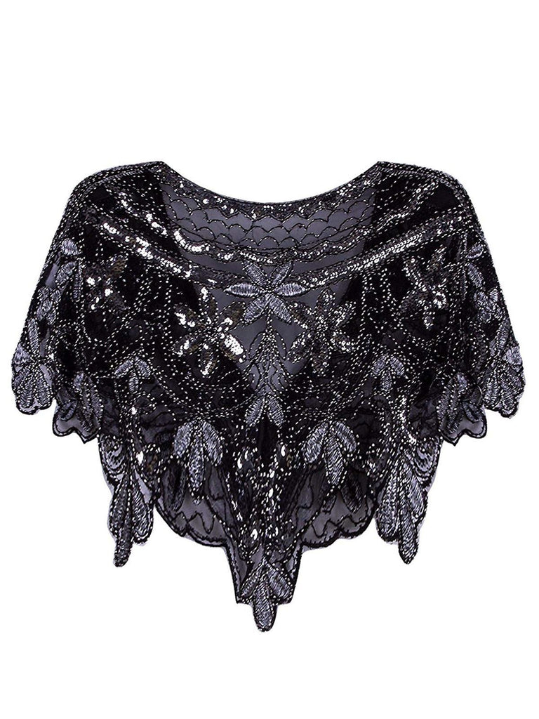 1920s Châle Flapper à Paillettes Cape