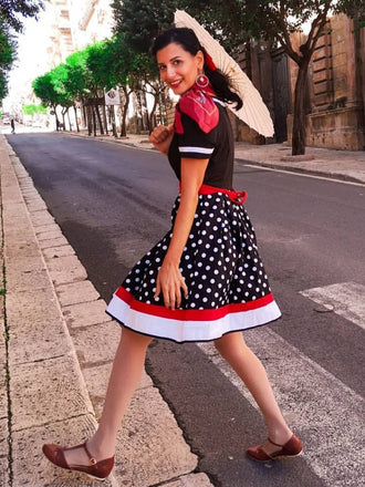 Robe Rockabilly Swing Vintage Années 50 Pois Ceinturée Cocktail Pin Up