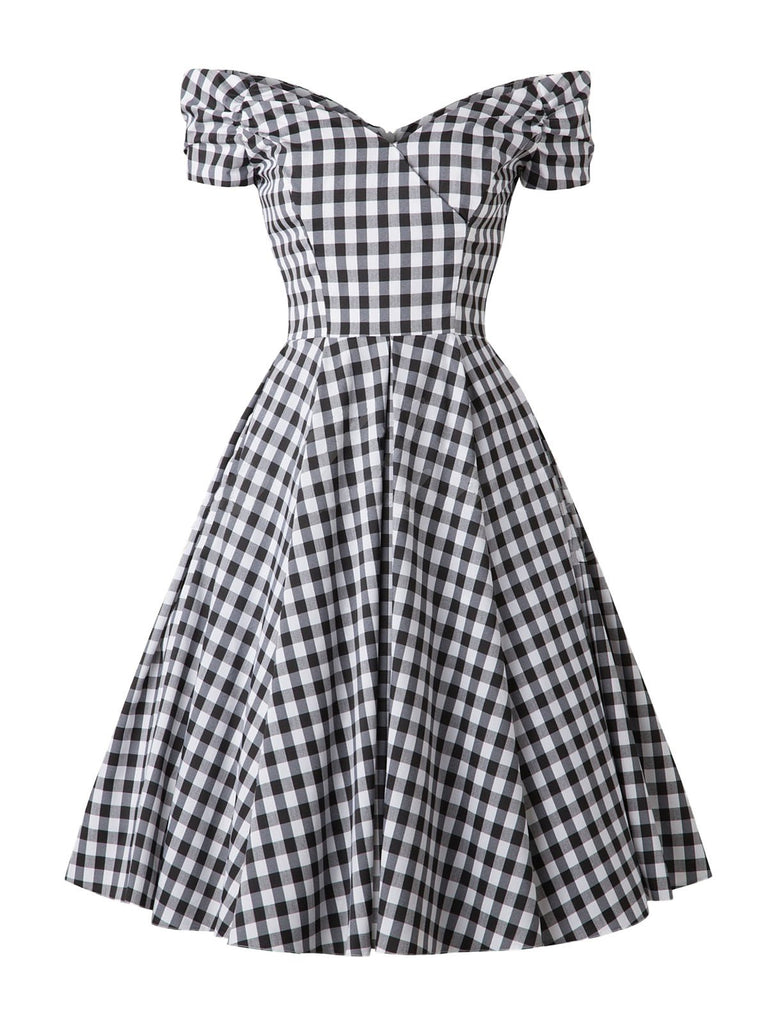 Robe Swing Années 50 Noire à Carreaux grande taille