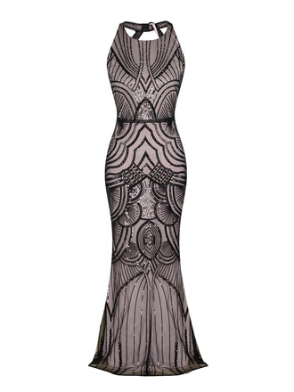 Robe Charleston Longue Vintage Année 20 Paillettes Dos Rose Soirée Cocktail