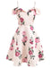 Robe Swing Vitage Années 50 à Bretelles à Fleurs Roses Chic