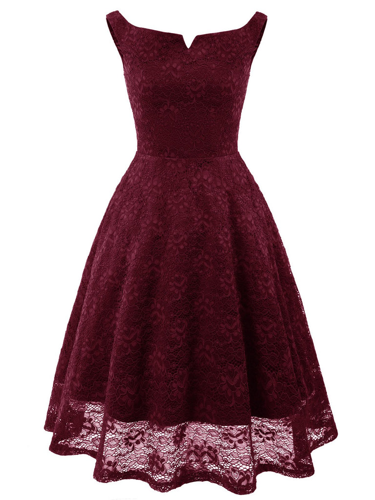 Robe de Noël Vintage Année 50 à Fleurs en Dentelle Soirée Cocktail Chic