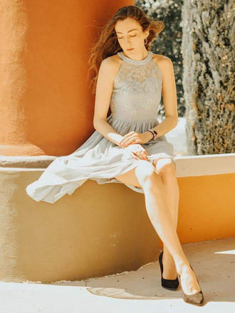 Robe Swing Années 50 en Dentelle à Fleurs