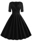 Robe Noir Vintage Année 50 Vintage Demi-manches Col V Cocktail