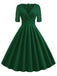 Robe Vintage Année 50 Demi-manches Col V Plain Cocktail Pin Up