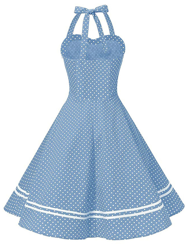 Robe Vintage à Pois Années 50 Pin Up À Col Licou Chic