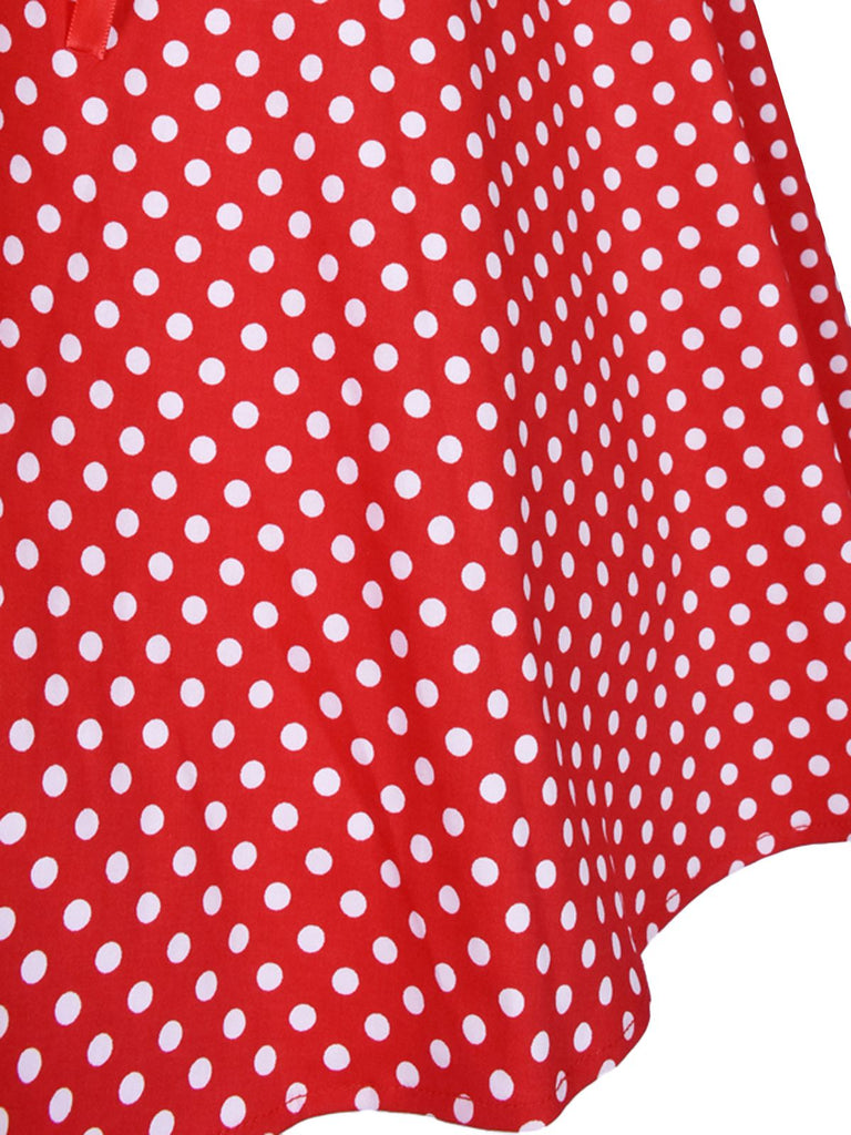 Robe Rouge Vintage à Pois Année 50  À Col Licou Pin Up Cocktail