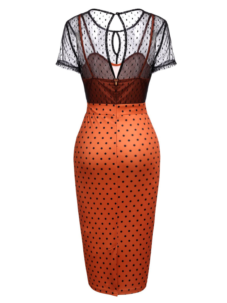 Robe moulante illusion orange des années 1960