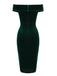 Robe Crayon Vintage Verte Année 60 Solide en Velours