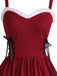 Robe de Noël Vintage Années 50 à Bretelle Bordeaux Poilue Chic