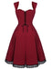 Robe Swing Vintage Année 50 Vin Rouge à Lacets Cocktail Chic