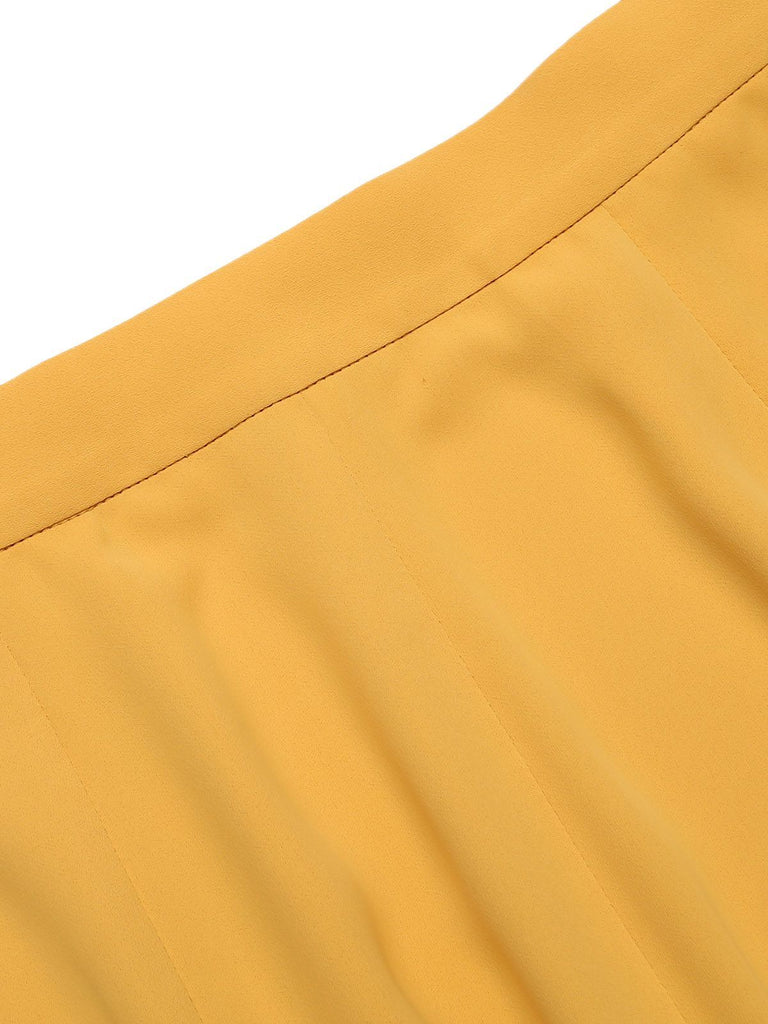 Shorts Jaune à Volants avec Poches