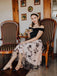 Robe Swing Vintage Année 50 Épaules Nue Papillons Soirée Cocktail Chic
