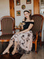 Robe Swing Vintage Année 50 Épaules Nue Papillons Soirée Cocktail Chic