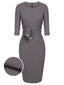 Robe Crayon Vintage Année 60 Manches 3/4 Gris