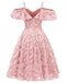 Robe De Soirée Swing Vintage Année 50 à Bretelle Épaule Gland Volant Blanc