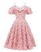 Robe De Soirée Swing Vintage Année 50 à Bretelle Épaule Gland Volant Blanc