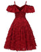 Robe De Soirée Swing Vintage Année 50 à Bretelle Épaule Gland Volant Blanc