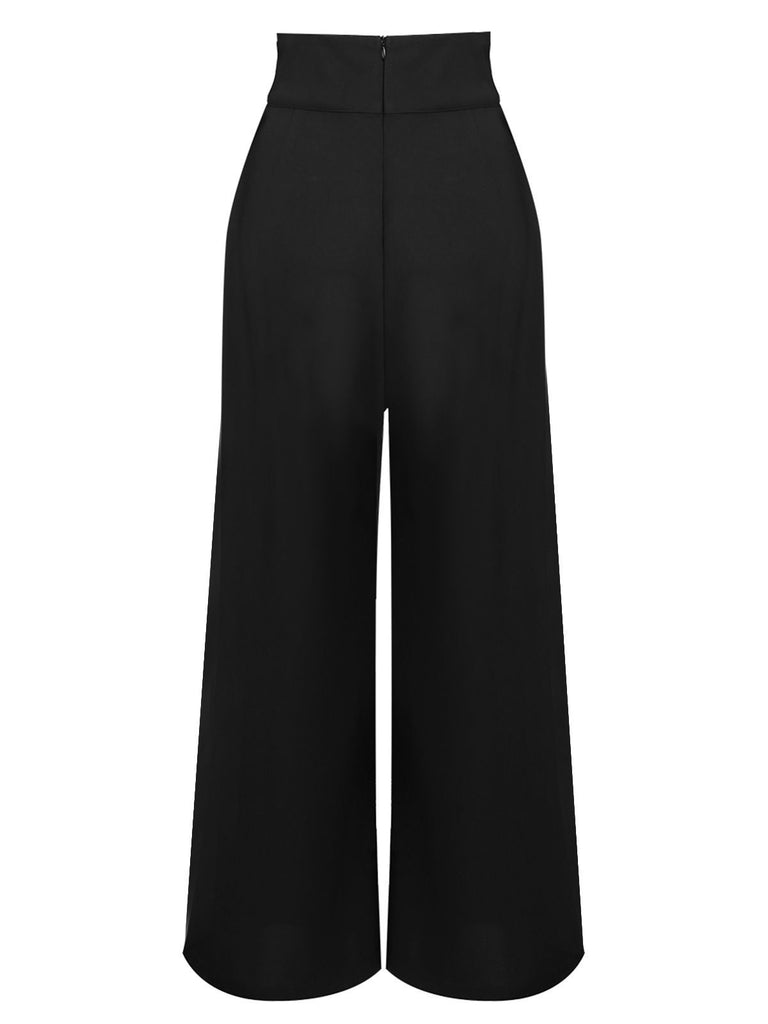 Pantalon noir à Bretelles Unies des Années 1950