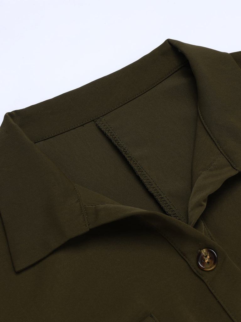 Combishort uni à Lacets Vert Armée des Années 1950 Nou