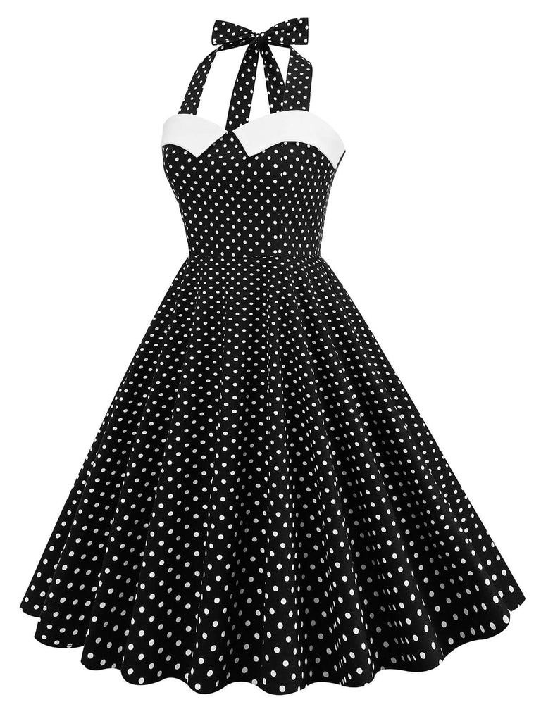 Robe trapèze bleue à pois années 1950 Rockabilly Pin Up