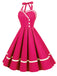 Robe trapèze unie à col licou des années 1950 Rockabilly Pin Up