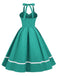 Robe trapèze unie à col licou des années 1950 Rockabilly Pin Up