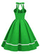 Robe trapèze unie à col licou des années 1950 Rockabilly Pin Up