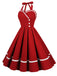 Robe trapèze unie à col licou des années 1950 Rockabilly Pin Up