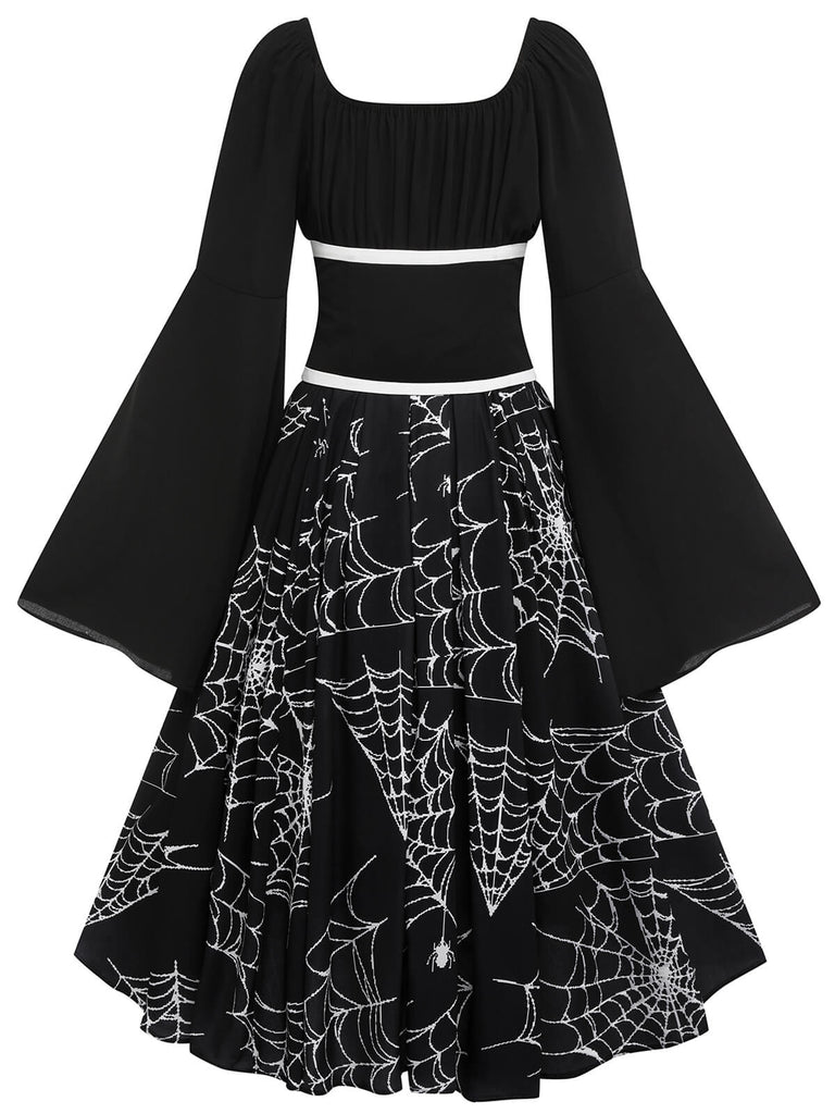 Robe Gothique d'Halloween à la Taille Empire en Toile d'Araignée