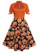 [Prévente] Robe trapèze citrouille d'Halloween orange des années 1950