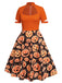 [Prévente] Robe trapèze citrouille d'Halloween orange des années 1950
